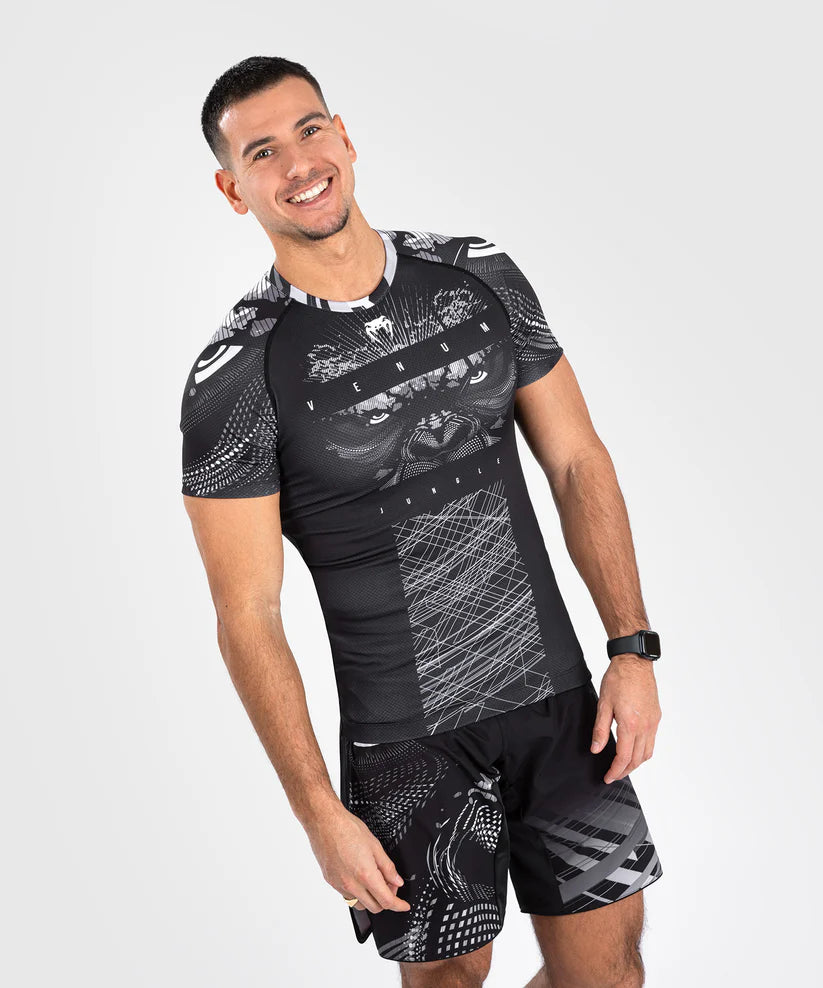 Venum Gorilla Jungle Rashguards Short Sleeves - Black/White iamge 1