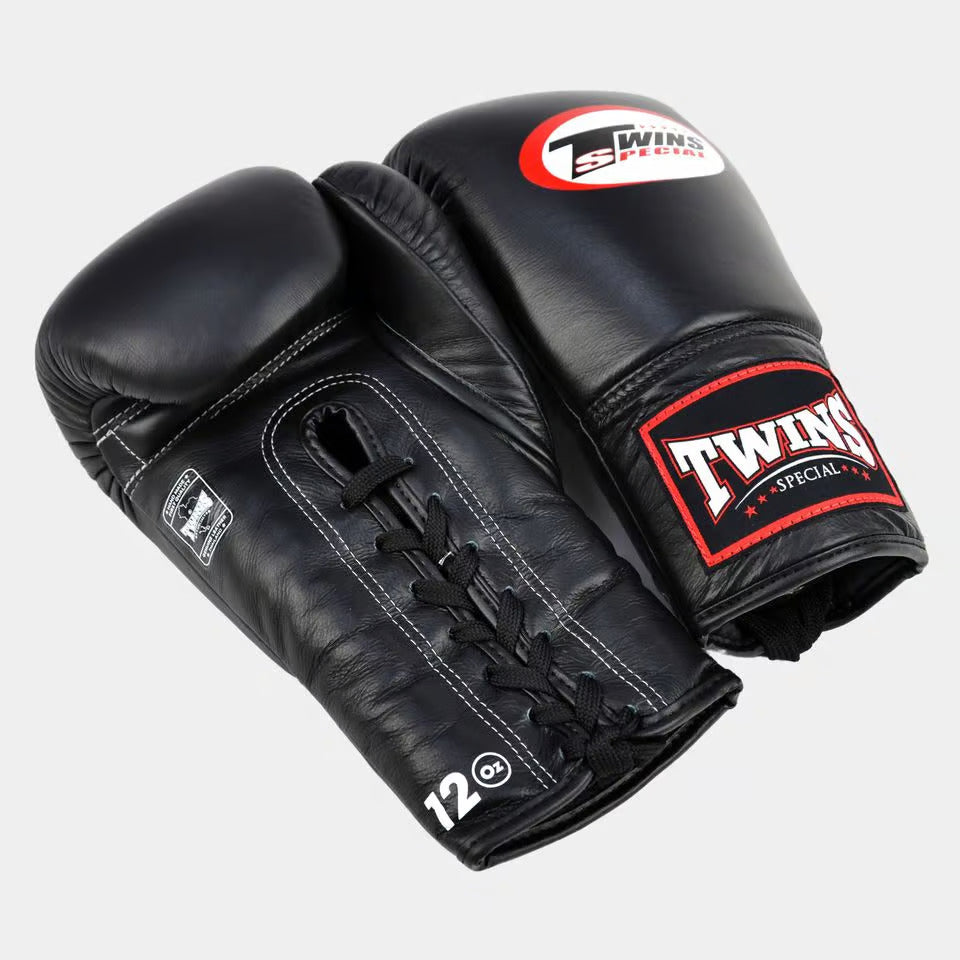 BGLL1 Twins Lace-up Boxing Gloves Black Image 2