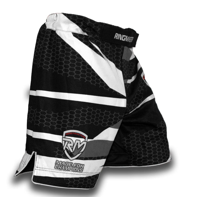 RingMaster Sports Warrior Series MMA Shorts Black & White – RINGMASTER ...