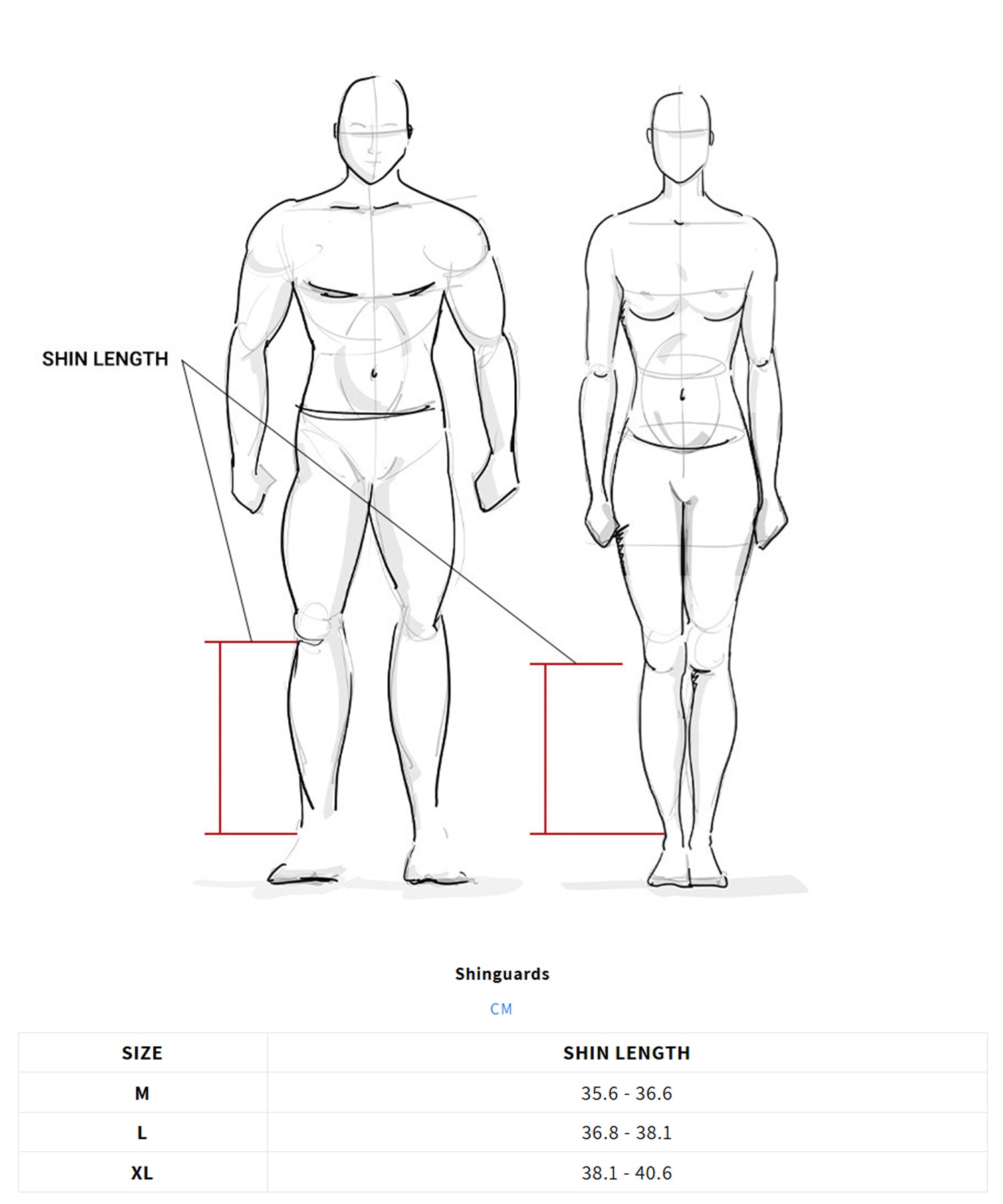 Venum Standup Shin Guards - Size Chart