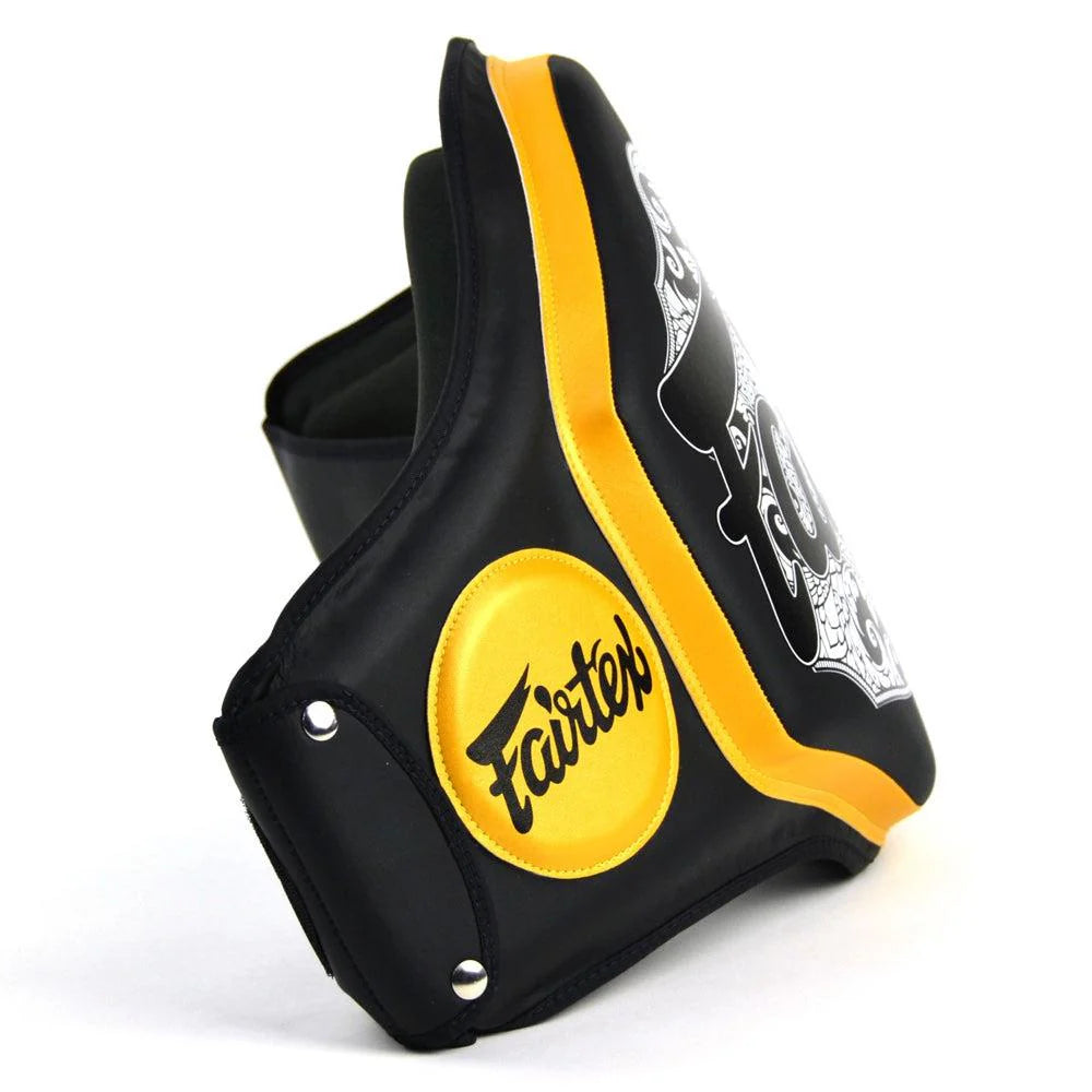 Fairtex BPV3Black-Black & Gold Microfiber Belly Pad Black Gold Image 3